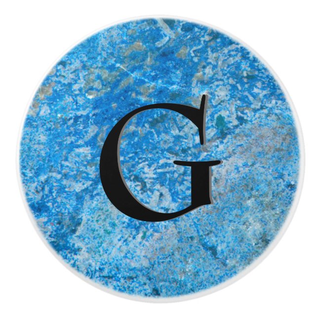 Gem Stone Pattern, Blue Granite & Black Onyx Ceramic Knob (Front)