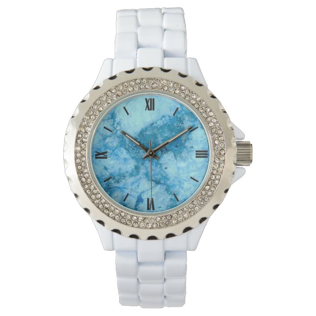 Gem Stone Pattern, Blue Granite Women's Watch (Front)