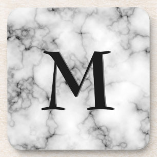 Gem Stone Pattern, Grey / Grey Marble & Black Onyx Coaster