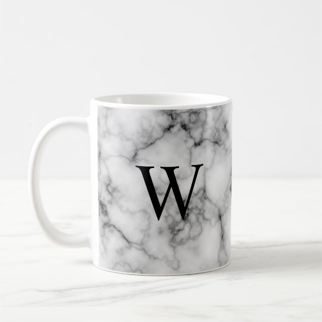 Gem Stone Pattern, Grey / Grey Marble Coffee Mug (Left)