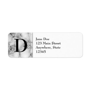 Gem Stone Pattern, Grey / Grey Marble & Monogram Return Address Label