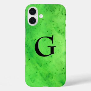 Gem Stone Pattern, Lime Green Jade & Black Onyx iPhone 16 Plus Case