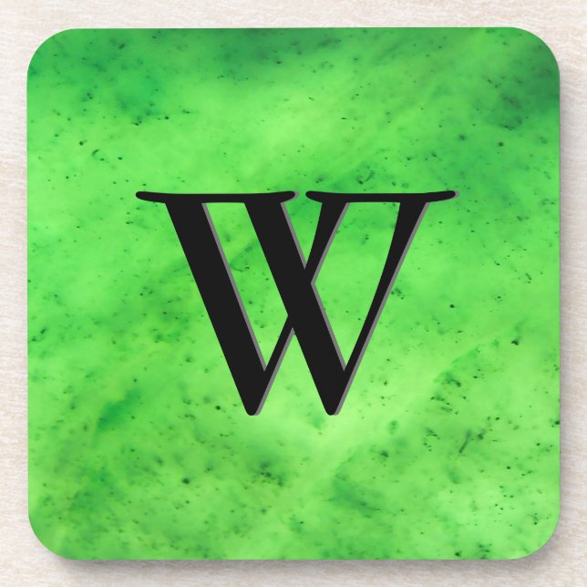 Gem Stone Pattern, Lime Green Jade & Black Onyx Coaster (Front)