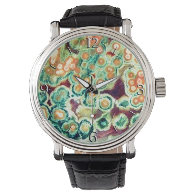 Gem Stone Pattern, Ocean Jasper, Green and Multi Watch (Front)