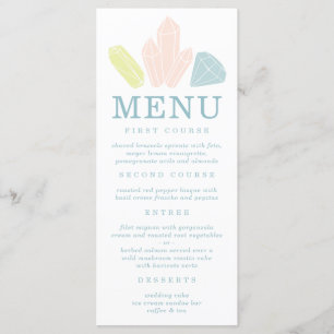 Gem Stones Pastel Blue Wedding Menu