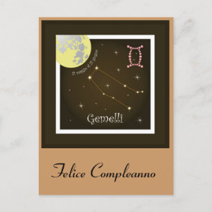 Gemelli 21 maggio al 21 giugno Postkarte Postcard