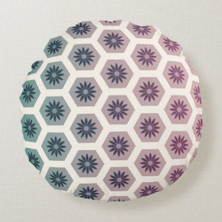 Gemetric floral Pattern Design - Pastell Pop Art Round Cushion