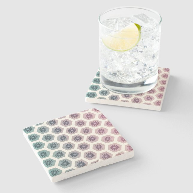 Gemetric floral Pattern Design - Pastell Pop Art Stone Coaster (Side)