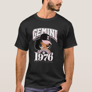 Gemini 1976 Melanated Skin Zodiac Traits Queen Div T-Shirt