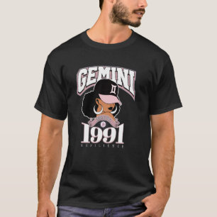 Gemini 1991 Melanated Skin Zodiac Traits Queen Div T-Shirt