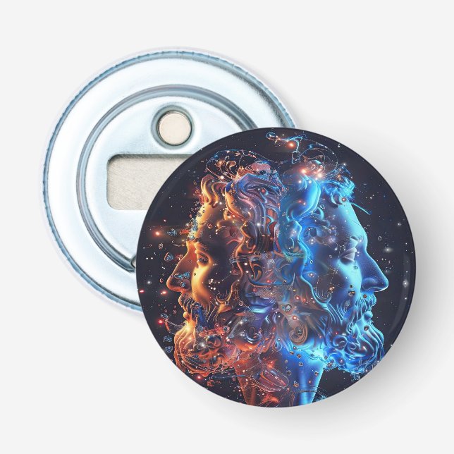 Gemini 3D man avatar Bottle Opener (Front)