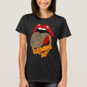 Gemini AF Leopard Lips Astrology Birthday Women Gi T-Shirt