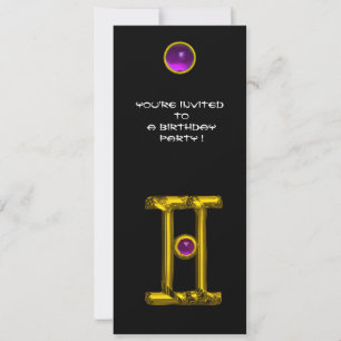 GEMINI ALEXANDRITE,amethyst bright yellow black Invitation