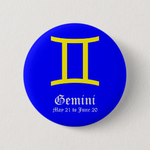 GEMINI ASTROLOGIC SIGN, SYMBOL ZODIAC 6 CM ROUND BADGE