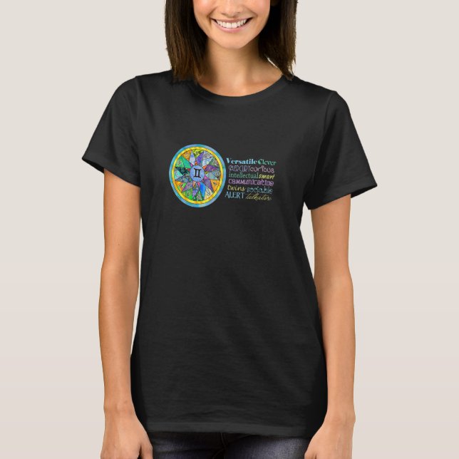 Gemini Astrological personality traits Mandala T-Shirt (Front)
