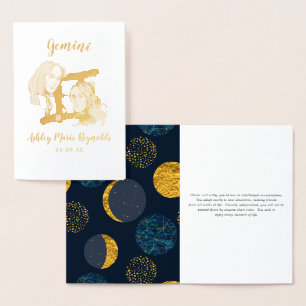 Gemini Astrology Personalised Zodiac Sign Foil Card