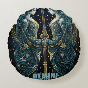 Gemini astrology sign round cushion