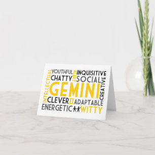Gemini Astrology Word Collage Card