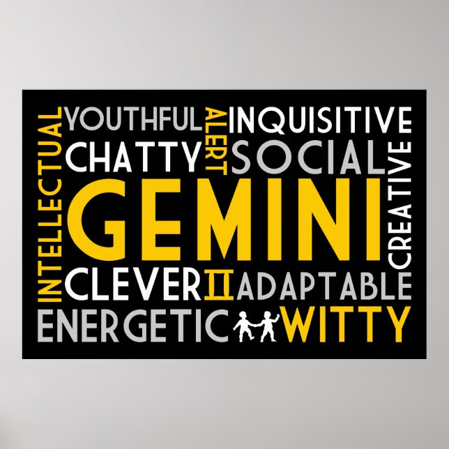 Gemini Astrology Word Collage Print (Front)
