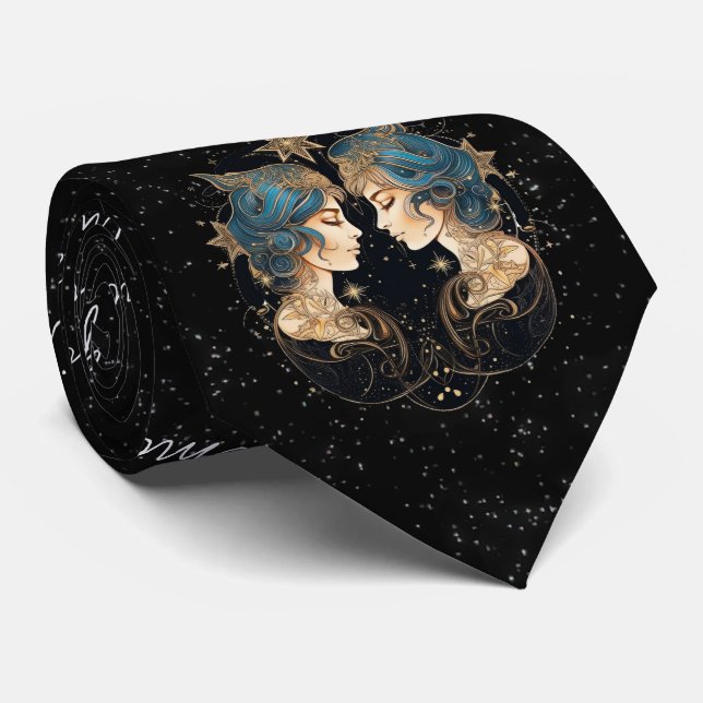 Gemini Astrology Zodiac Neck Tie (Rolled)