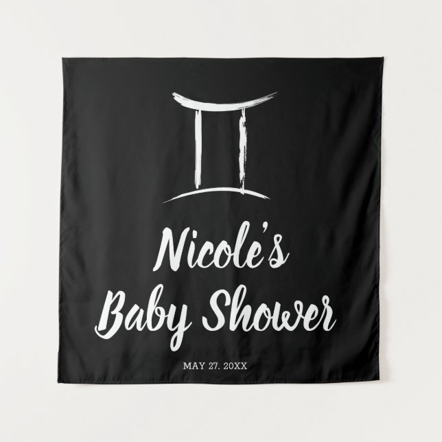 Gemini Astrology Zodiac Sign Party Backdrop Tapestry (Front)
