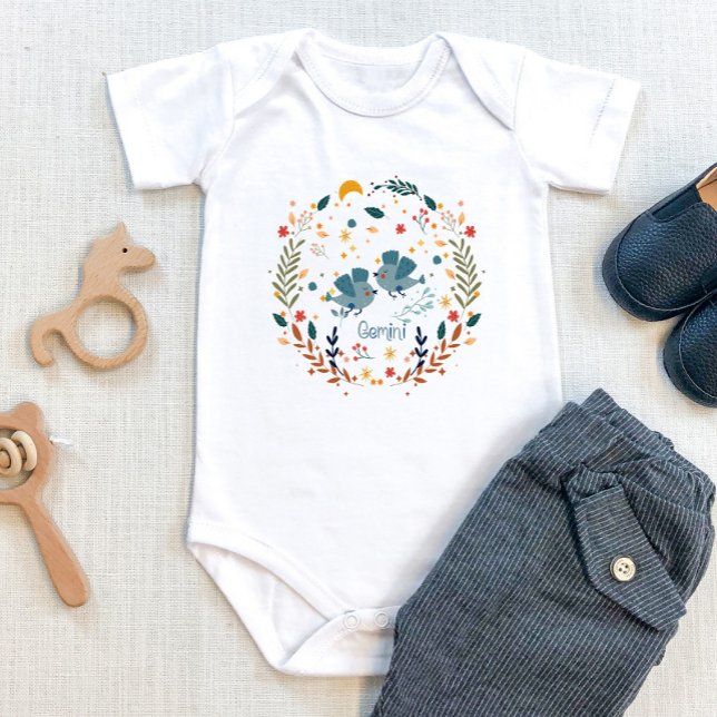 Gemini Baby Clothing - Twins Theme Zodiac Sign Baby Bodysuit (Creator Uploaded)