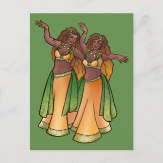 Gemini Belly Dancers Zodiac Bellydance Art Postcard