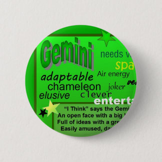 GEMINI BIRTHDAY 6 CM ROUND BADGE