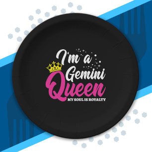 Gemini Birthday Queen Astrology Zodiac May June Paper Plate