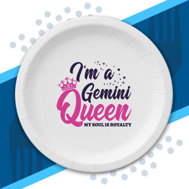 Gemini Birthday Queen Astrology Zodiac Sign Soul Paper Plate (Creator Uploaded)