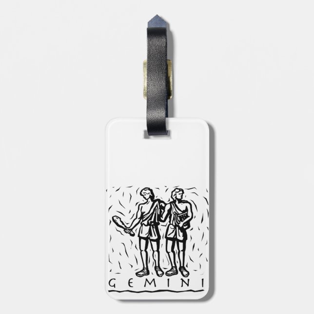 Gemini Birthday Year Astrological Zodiac Sign Luggage Tag (Back Vertical)
