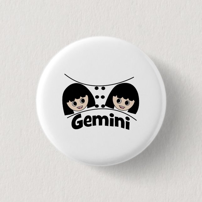 Gemini Birthday Zodiac Sign Twins Girls 3 Cm Round Badge (Front)