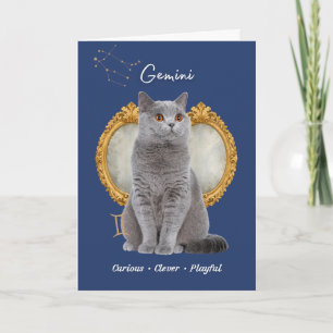 Gemini Cat Birthday Card