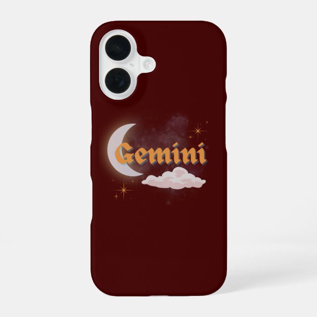 Gemini Celestial Moon Cloud Stars Astrology Art iPhone 16 Case (Back)