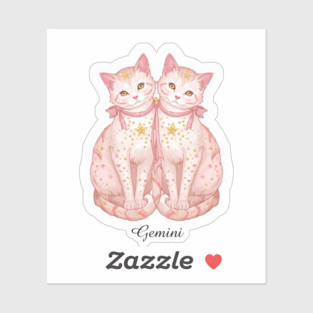 Gemini Celestial Zodiac Sticker - Twin Cats Art (Sheet)