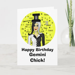 Gemini Chick Birthday Card