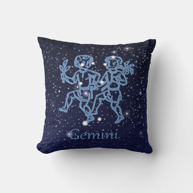 Gemini Constellation and Zodiac Sign with Stars Cushion (Front)