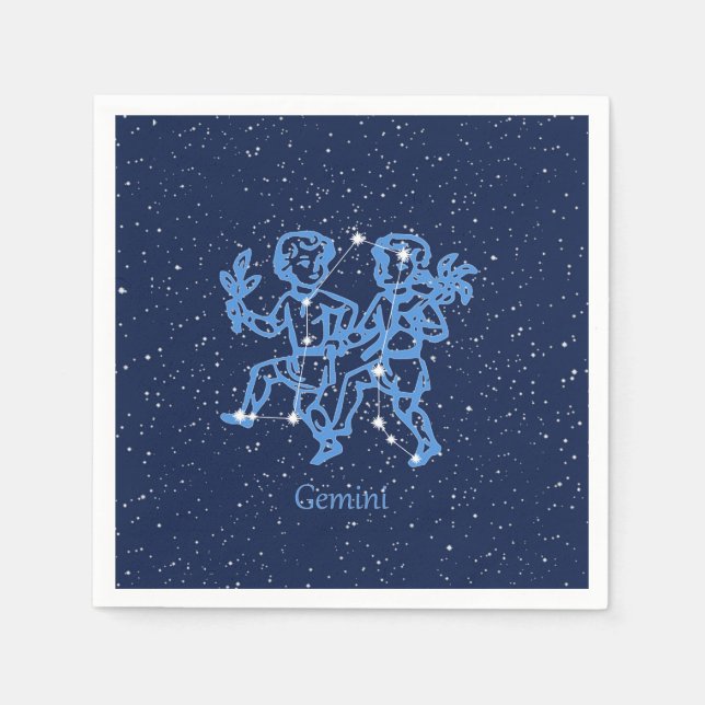 Gemini Constellation and Zodiac Sign with Stars Napkin (Front)