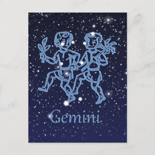 Gemini Constellation and Zodiac Sign with Stars Postcard (Front)