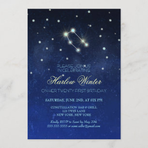 Gemini Constellation Birthday Party Invitation