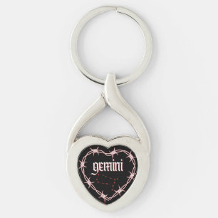 Gemini Constellation Gothic Aesthetic Barbed Wire Key Ring