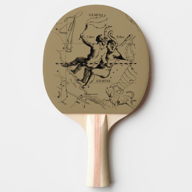 Gemini Constellation Hevelius 1690 Engraving Ping Pong Paddle (Front)