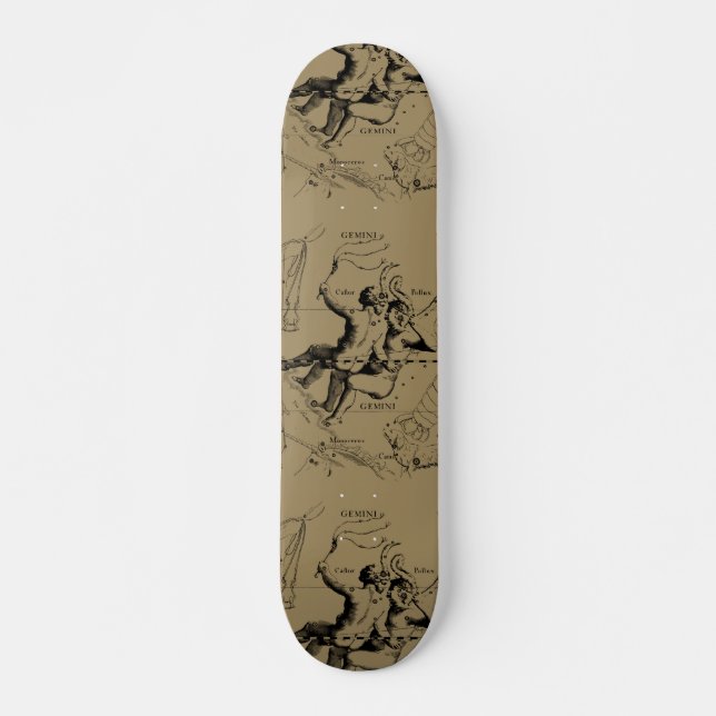 Gemini Constellation Hevelius 1690 Engraving Skateboard (Front)