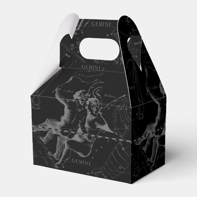 Gemini Constellation Hevelius 1690 on Black Favour Box (Back Side)