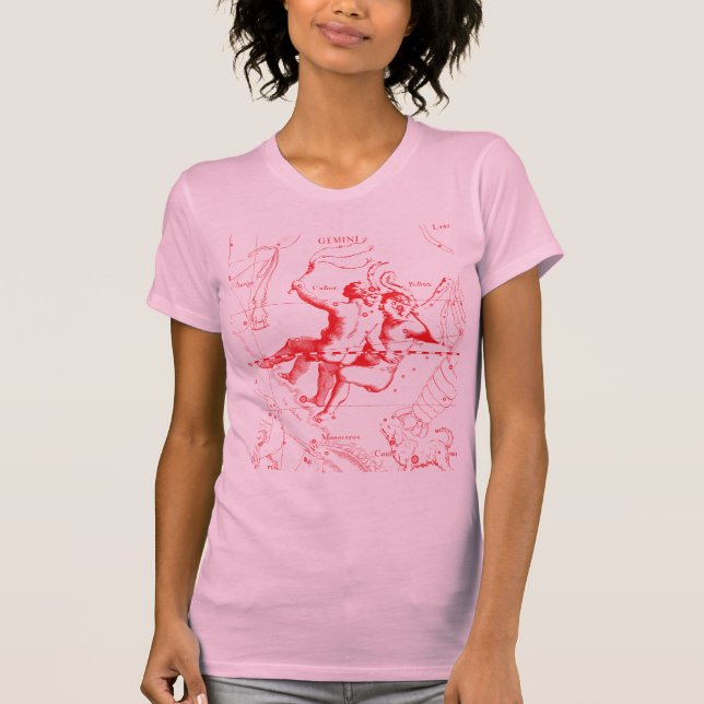 Gemini Constellation Map by Hevelius 1690 T-Shirt (Front)