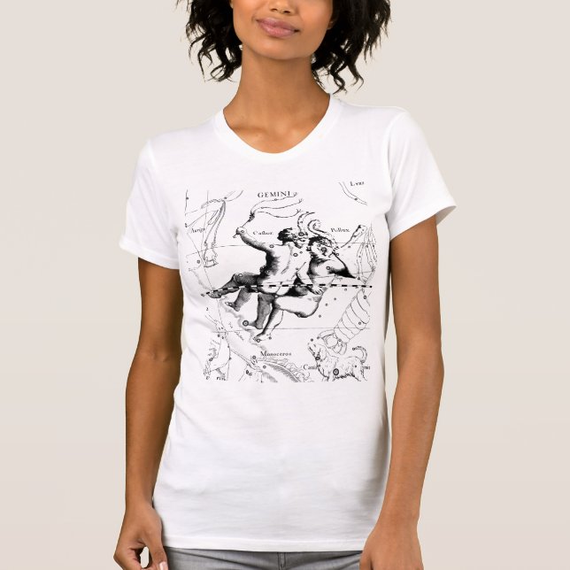 Gemini Constellation Map by Hevelius 1690 T-Shirt (Front)