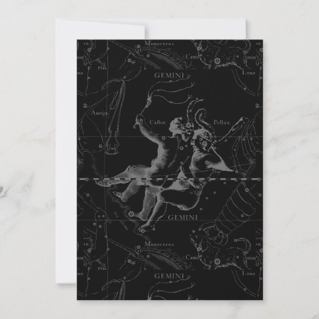 Gemini Constellation Map Engraving by Hevelius (Front)