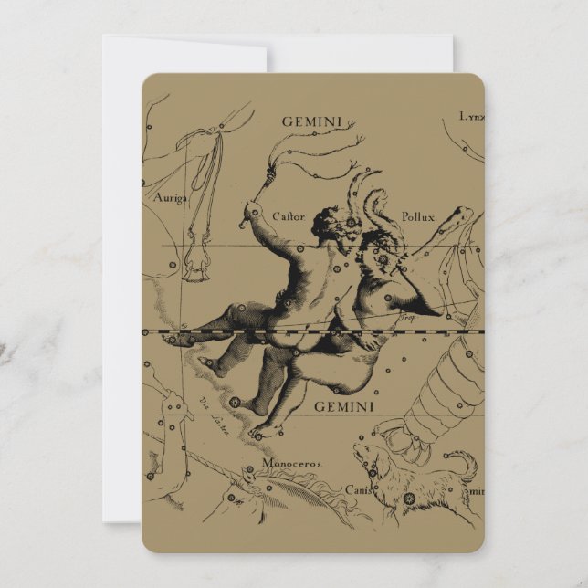 Gemini Constellation Map Hevelius circa 1690 (Front)