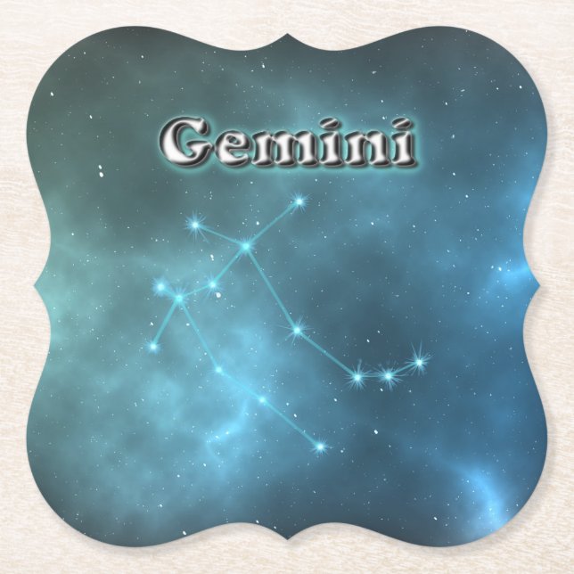 Gemini constellation paper coaster (Front)