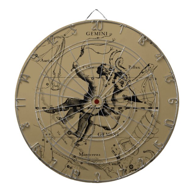 Gemini Constellation Zodiac Hevelius 1690 Dartboard (Front)